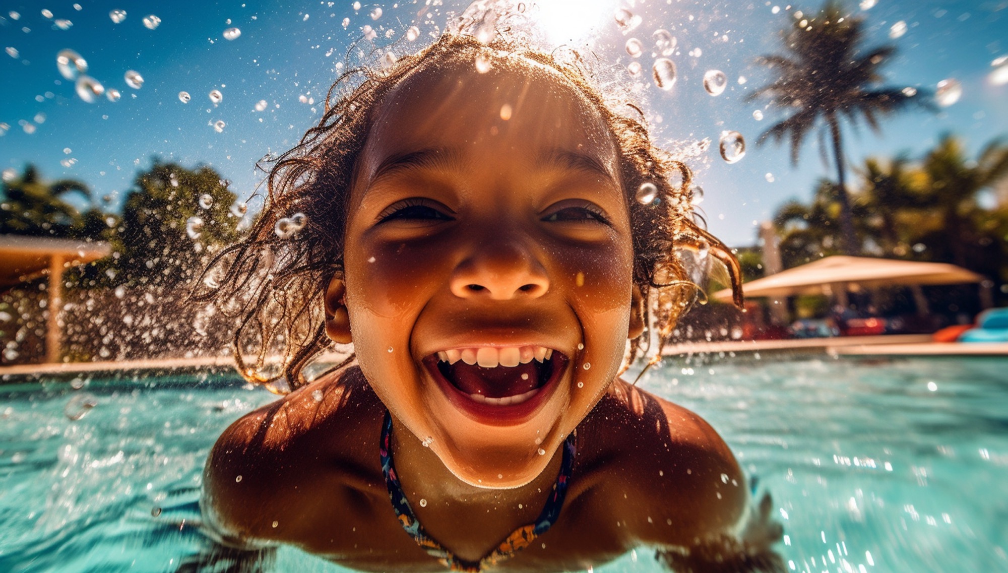 Niños disfrutando la piscina